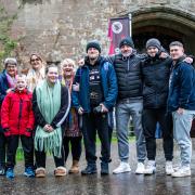 Dan Simms set off from Caldicot Castle on the first day of his long walk to Amsterdam. Picture: Leonie Roberts