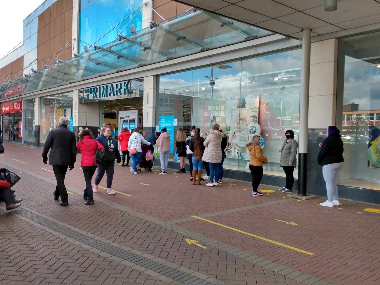  Shoppers queuing for Primark in Cwmbran.