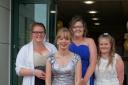 Chloe Stait, Courtney Roseburgh  Naomi Goff and Sadie Jones at Chepstow School's prom in Chepstow Racecourse