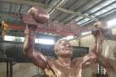 FIGURE: The finished statue of David Pearce in sculptor Laury Dizengremel's workshop