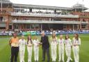 CHAMPIONS: Newport's under-13s are presented with their trophy by former England captain Mike Gatting at Lord's in 2013