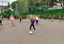 Pupils were put through their paces by Blaenavon Blues at Blaenavon Heritage VC Primary School for their Euro Funday Monday.