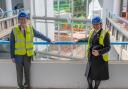 Police and Crime Commissioner for Gwent Jeff Cuthbert and Chief Constable of Gwent Police Pam Kelly visited the new police headquarters in Cwmbran. Picture: Office of the Police and Crime Commissioner for Gwent