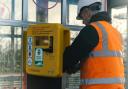 A defibrillator being installed at a Transport for Wales station (Credit: TfW)