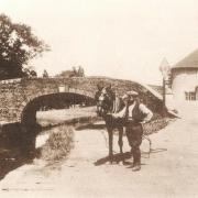 A horse being led over the bridge at Pontymoile junction on the Monmouthshire and Brecon Canal. Picture: Torfaen Museum.