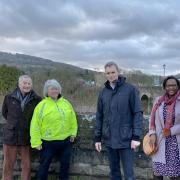: (L-R): Robert Hatton, prospective County Councillor for Wyesham; Cllr Jane Lucas; Monmouth MP David Davies; Abbie Katsande, prospective County Councillor for Monmouth Town.