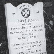 The gravestone of John Fielding, who served as John Williams in the Zulu War at the battle of Rorke’s Drift. Picture: Torfaen Museum.