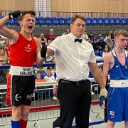 JUMPING FOR JOY: Terry Mullane of Chepstow ABC, left