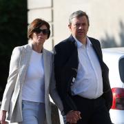 Nicola Nightingale and Simon Nightingale arriving at Cardiff Crown Court this morning