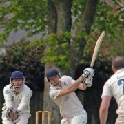 CENTURY: Croesyceiliog batsman Alex Barry in full flow against Radyr. Picture: Bill Hart