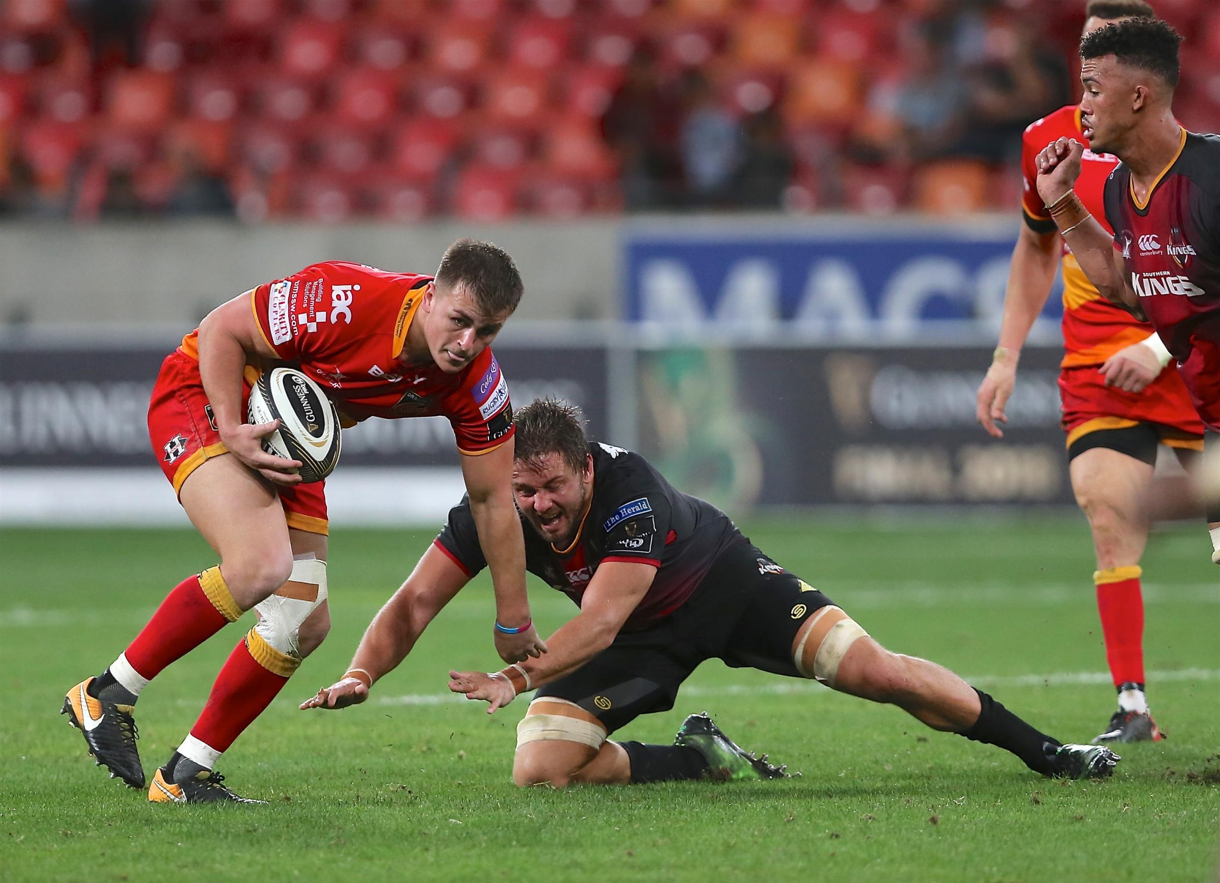 CHARGE: Connor Edwards on the run for the Dragons against the Southern Kings
