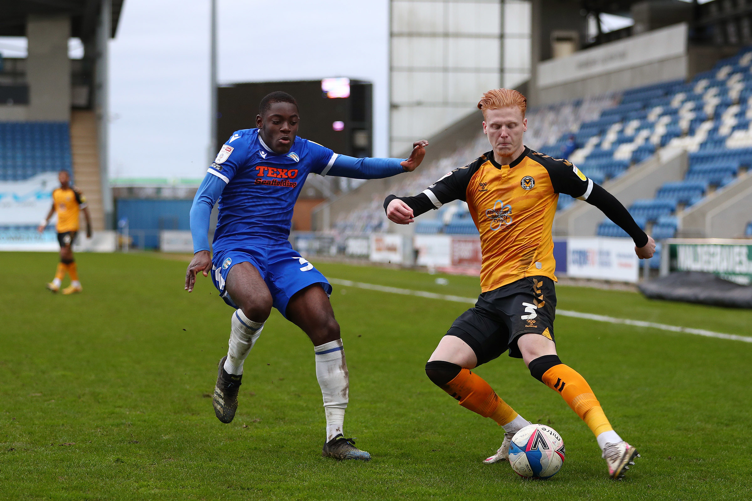06.03.21 - Colchester United v Newport County - Sky Bet League 2 - Ryan Haynes of Newport County and Junior Tchamadeu of Colchester United