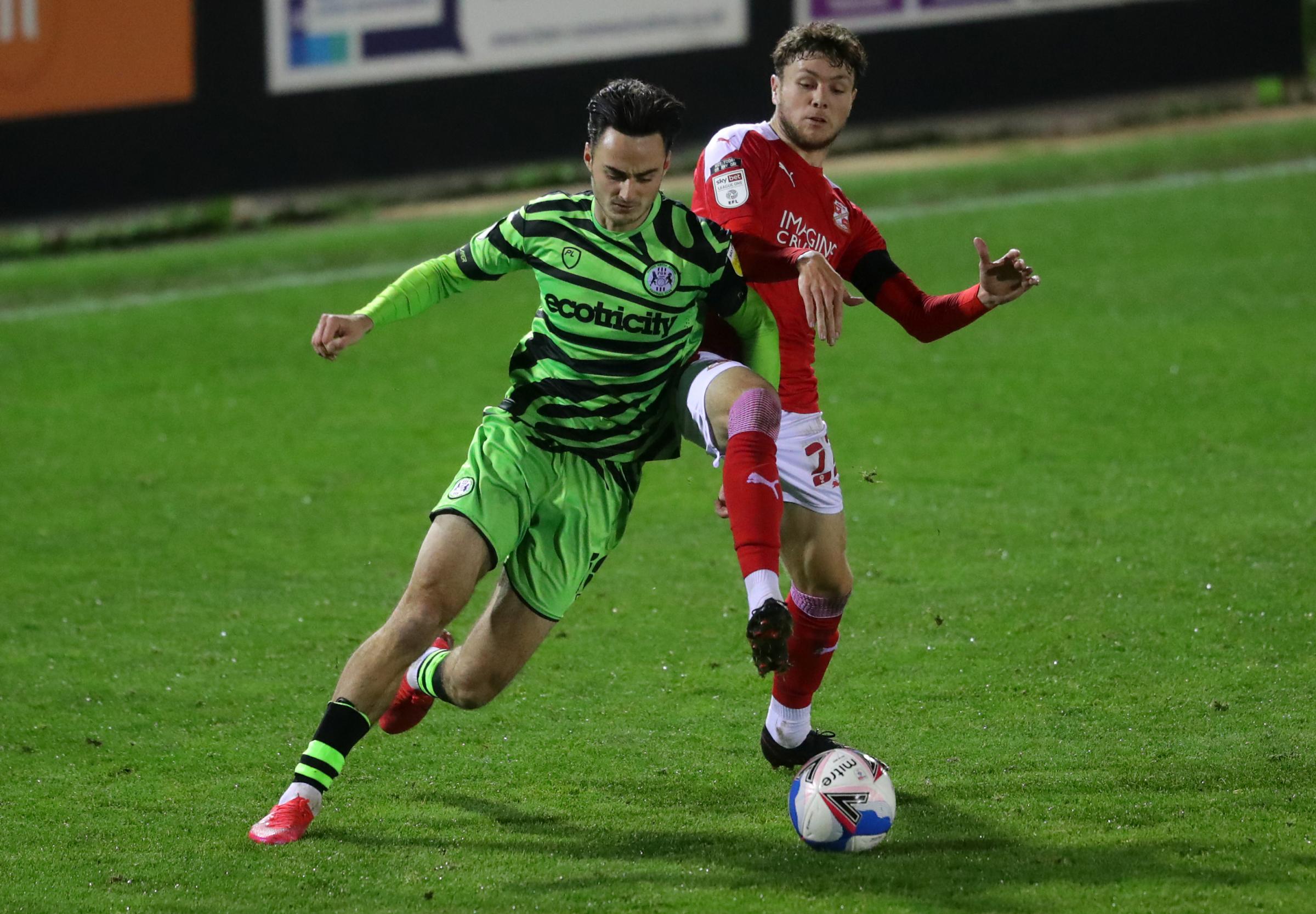 Former County forward Aaron Collins on the run for Forest Green