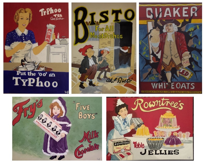 Rachel Davies artwork of retro adverts at Thistle Court care home in Cwmbran. Picture: Thistle Court Care Home