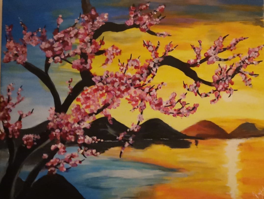 A landscape painted by Rachel Davies at Thistle Court care home in Cwmbran. Picture: Thistle Court Care Home