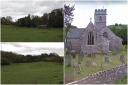 The site of the proposed homes, left, and nearby St Teilo\'s Church.