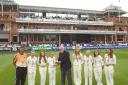 CHAMPIONS: Newport's under-13s are presented with their trophy by former England captain Mike Gatting at Lord's in 2013