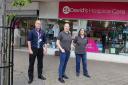Ross Hughes with Charmaine Fuller and Jane Ferguson at the St David's Hospice Care shop in Caldicot Pictures: DBPR