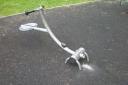 A see-saw in Pontnewydd Park was cut in half by vandals with a disc cutter. Picture: Torfaen council