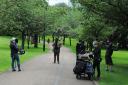The filming of Alibi's original drama We Hunt Together in Pontypool Park. Picture: Torfaen council.