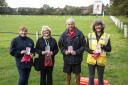 ‘DFAwareness 1’ – (L-R) Environmental Health Officers Helen and  Karon Williams EHO, with Caldicot Town Councillor Frank Rowberry and Education & Awareness Officer from Monmouthshire County Council, Sue Parkinson, at Caldicot Football Club
