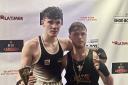 respect: Ethan Jones, right, and Callum Latimer pictured after the bout