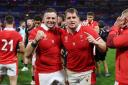 Elliot Dee and Ryan Elias of Wales at the Wales v Australia Rugby World Cup 2023 group stages clash. Picture: Huw Evans Picture Agency