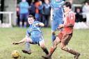 COMMITMENT: Chepstow’s Rob Thorn flies into a tackle