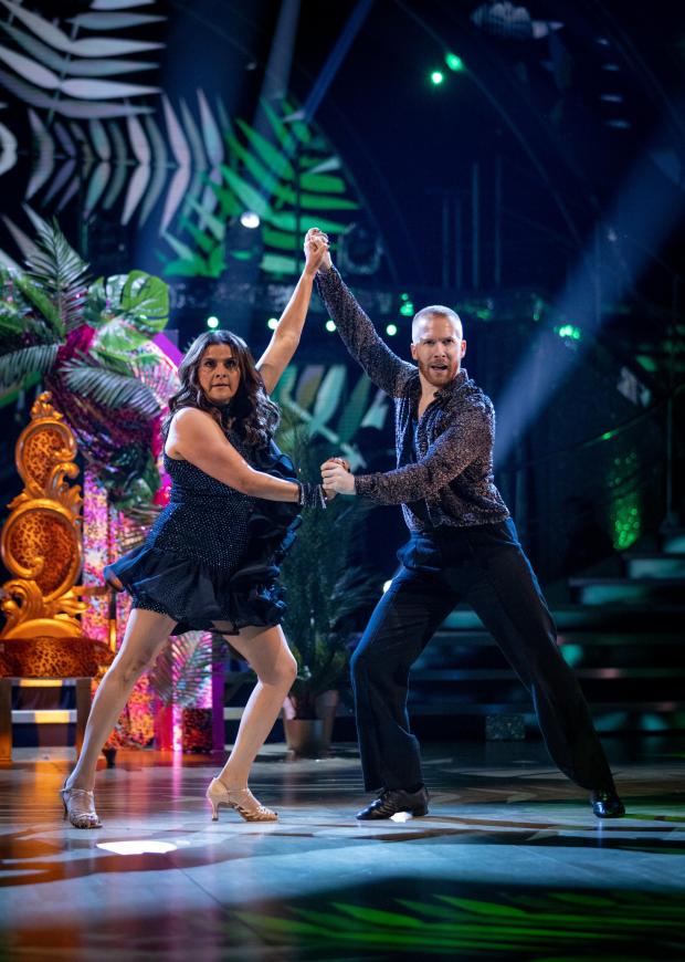 Free Press Series: Nina Wadia and Neil Jones during the dress run for the first episode of Strictly Come Dancing 2021. Credit: PA