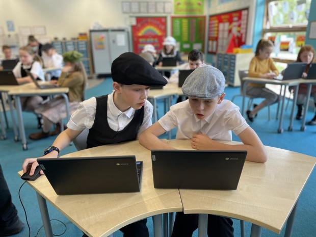 Free Press Series: Pupils at Blaenavon Heritage VC Primary School on their virtual school trip to the town's World Heritage Centre.