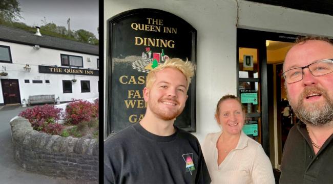 Ryan, Jane and Gareth Edwards of the Queen Inn, Cwmbran