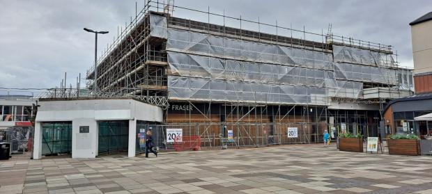 Free Press Series: The once staple feature of Cwmbran's Gwent Square has been covered in scaffolding recently.