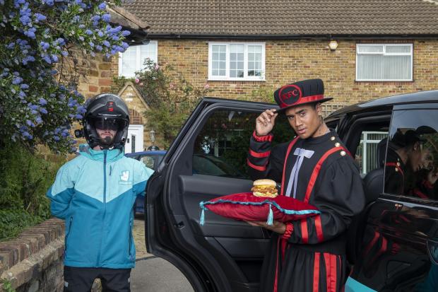 KFC reveal limited edition Chicken Tower Burger for Queen’s Platinum Jubilee. Picture: KFC/Deliveroo