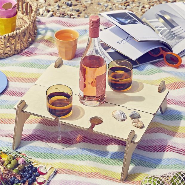 Free Press Series: Personalised Portable Picnic Table Wine Holder. Credit: Not On The High Street
