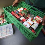 Food being sorted at a food bank.