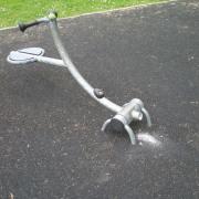 A see-saw in Pontnewydd Park was cut in half by vandals with a disc cutter. Picture: Torfaen council