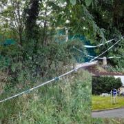 A path leading to the A466 Link Road at Chepstow was taped off on Sunday after a serious crash on the road. Inset - the closure led to heavy traffic in nearby Thornwell Road.