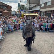 Dinosaur prowls Caldicot town centre for family fun day Pictures: Caldicot Town Team