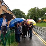Residents on Blenheim Road in Cwmbran, where they are calling for safety measures