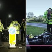Crash Detectives from Gwent Police investigate a crash between a car and pedestrian in Cwmbran (left) and a car and motorbike in Raglan (right) in the second episode. Pictures: BBC
