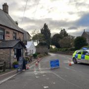 The edge of the police cordon in Church Street, Trellech, where Gwent Police are leading a murder investigation.
