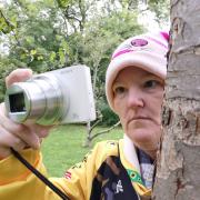 me hiding behind tree in pontypool park capturing squirrels