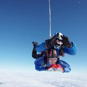 Monmouthshire woman Lisa Hicks (bottom) during her first tandem parachute jump