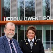 Police and Crime Commissioner for Gwent Jeff Cuthbert and Chief Constable Pam Kelly at the new Gwent Police headquarters. Picture: Office of the PCC.