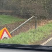 A number of various road signs have been cut down in Llangadog