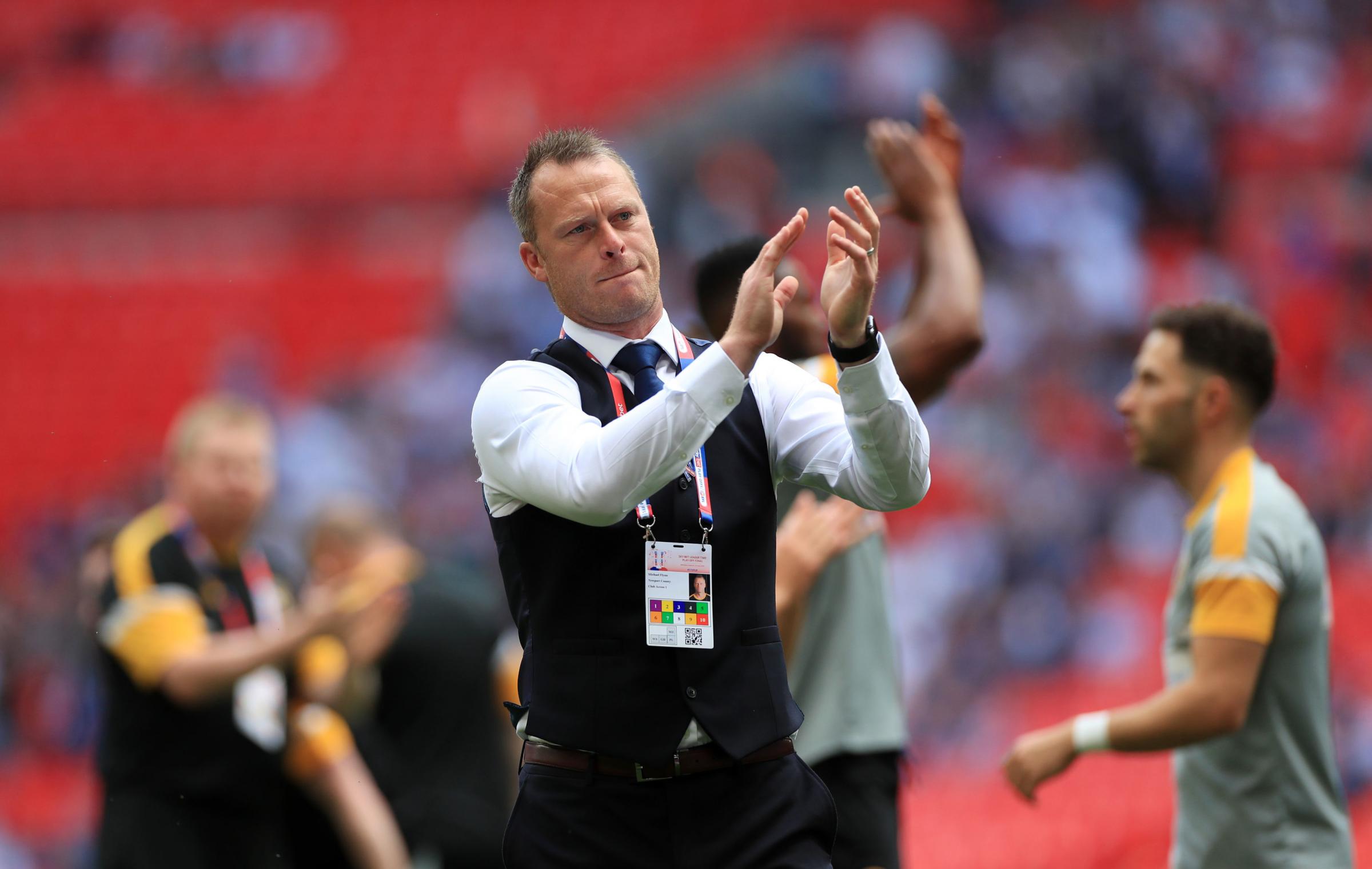 Newport County manager Michael Flynn at the 2019 play-off final